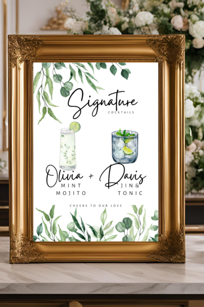 Signature Cocktail Signs, Custom Drink Sign, Wedding Bar Sign, Wedding Cocktail Menu, Wedding Bar Menu